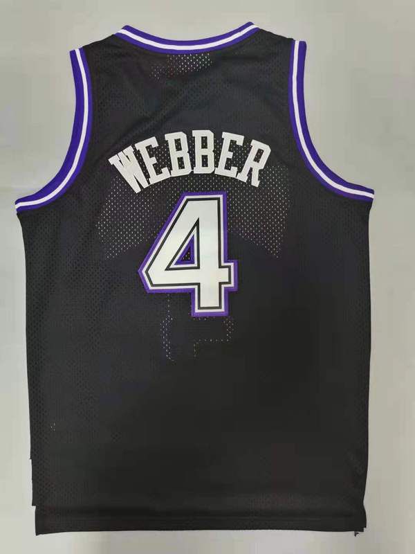 Cheap Men Sacramento Kings 4 Webber Black Throwback Gourmet mesh NBA Jersey